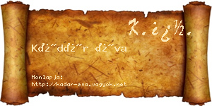 Kádár Éva névjegykártya
